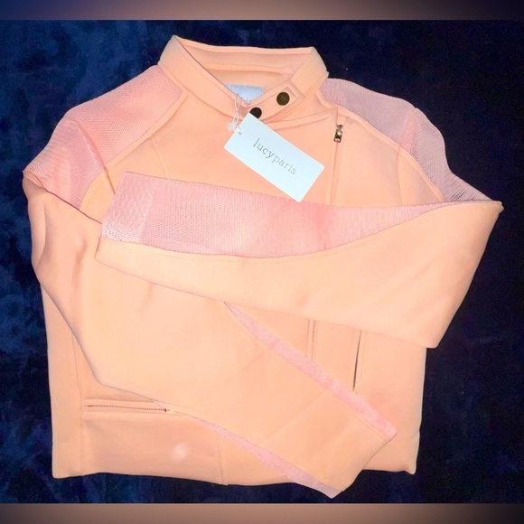 NWT- Light pink Crop motorcycle jacket 
w/t Mesh Sleeves & Breathable - Picture 3 of 12